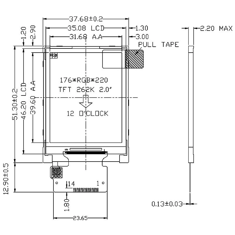 2,0-дюймовый TFT цветной LCD-дисплей 176*220 модуль ЖК-дисплей интерфейс SPI