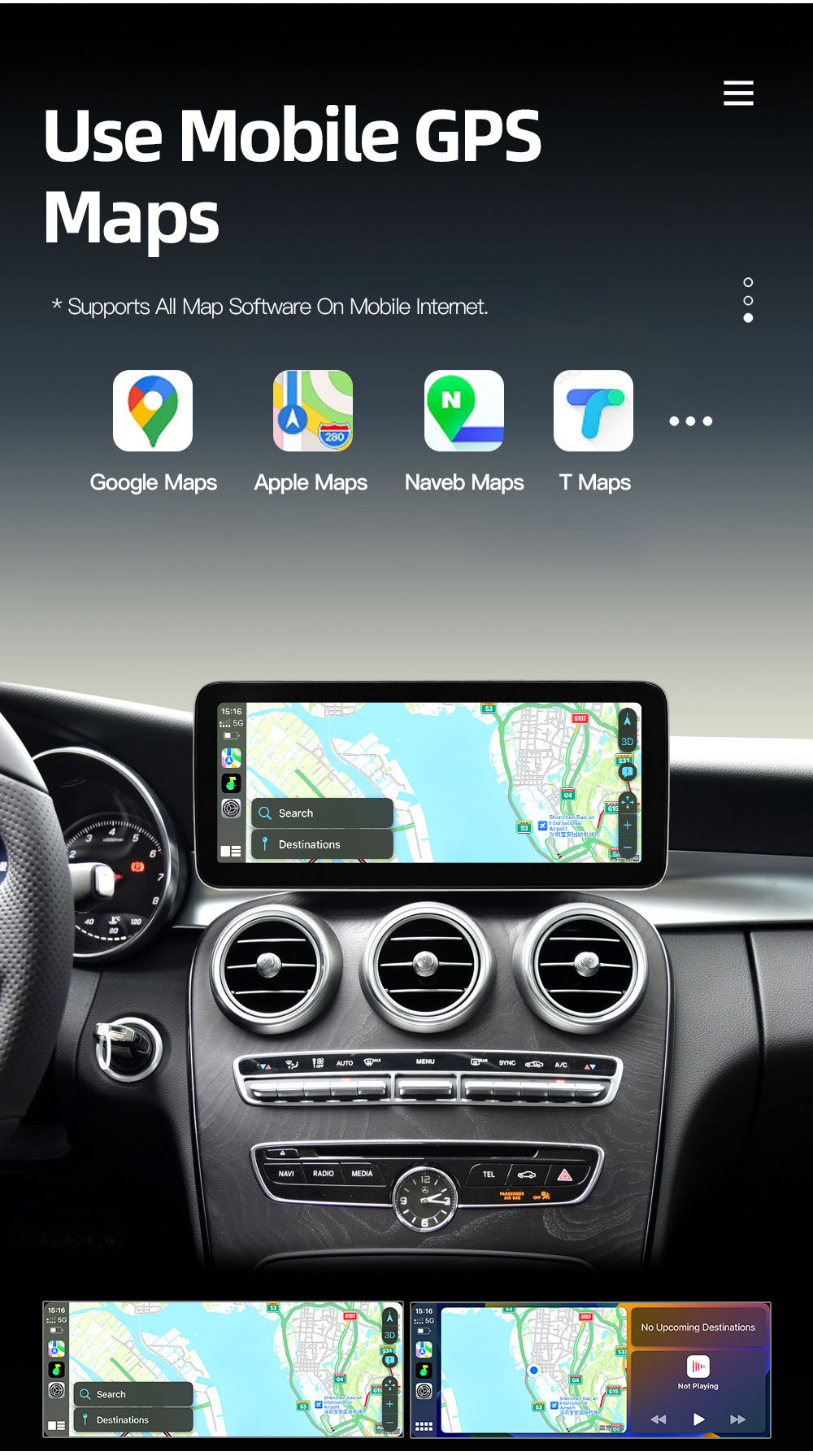 Suitable for Mercedes-Benz C-Class W205 S205 X253 Car Central Control Large-Screen Navigation All-In-One Player