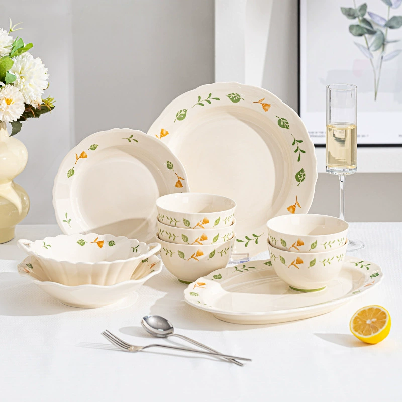 Fresh ceramic dinner plate, tableware, set, simple and elegant design