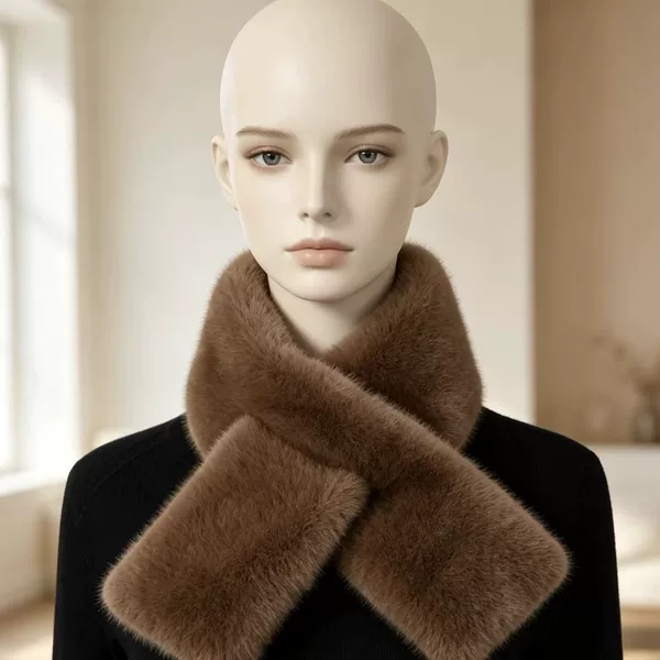 Winter cold-proof neck warmer, faux mink fur, Korean style, versatile, cross-neck wrap, plush, double-sided, warm, thickened scarf