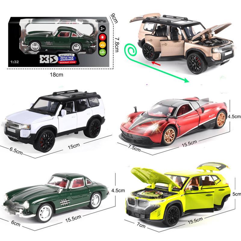Cross-border 1:32 Russian alloy car with light sound simulation cross-country racing model children's DIY toys