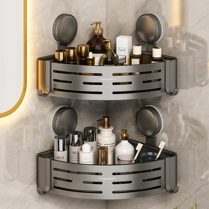 Toilet Sucker Storage Rack Bathroom Hole-free Wall-mounted Wash-washing Table Toilet Triangle Basket Storage Rack