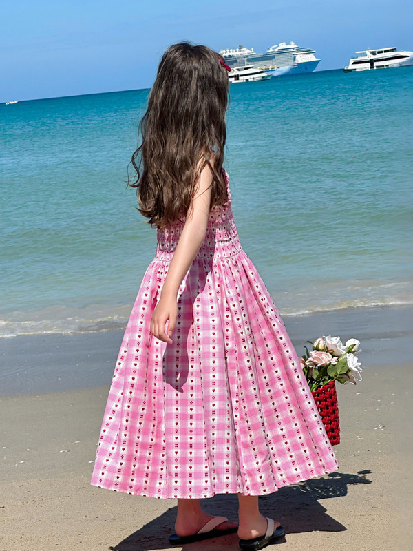 Tutu ゾウ子供服女の子サマードレス 2025 新しい子供サスペンダースカート女の子チェック柄ベストドレス女性|undefined