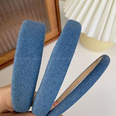 Women's Autumn/Winter Blue Denim Headband Outdoors Versatile Simple Hairpin Korean Style High Crown Top Quality Headband
