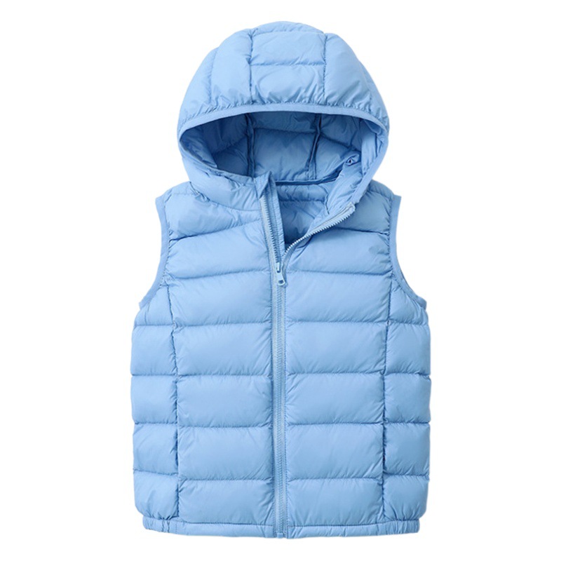 Cross-border Source children's light down jacket men's and women's waistcoat hooded children's short 90 velvet warm outside
