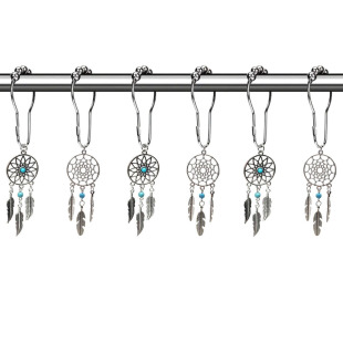 Cross-border alloy dream catcher shower curtain ring hook bathroom decorative shower curtain anti-rust belt ball stainless steel shower curtain hook wholesale