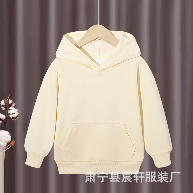 秋冬新款华棉外套儿童连帽卫衣纯色宽松落肩连帽衫班服团体服印花|undefined