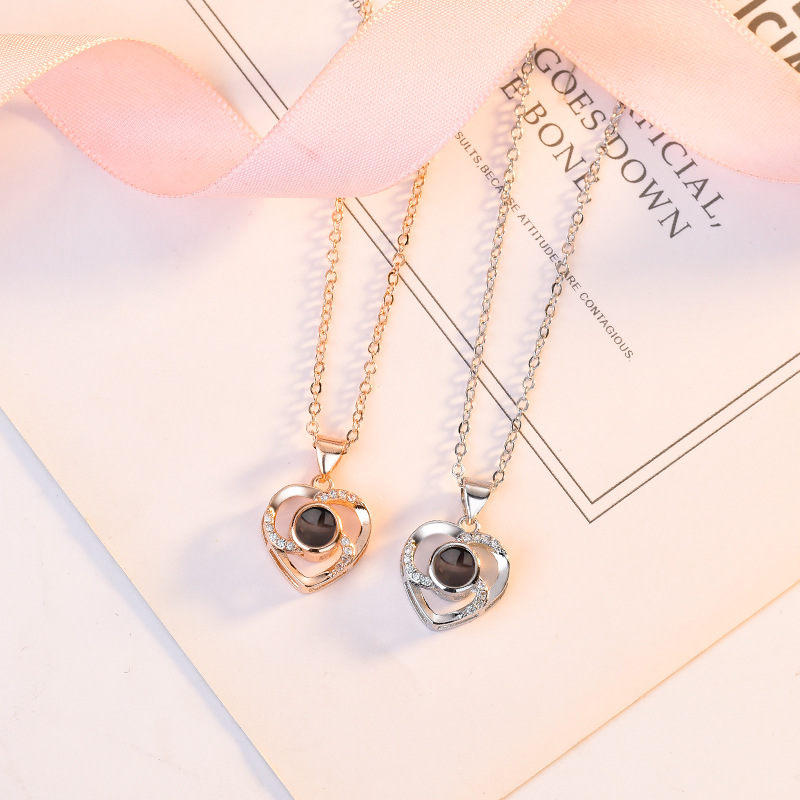 1 Piece Lady Heart Shape Copper Plating Inlay Artificial Gemstones Pendant Necklace display picture 1