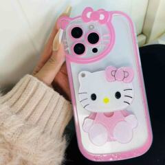 Apple 17Kitty化粧鏡付きスマホケース、漫画猫17PRO16PLUS新型スマホケース、越境販売対応