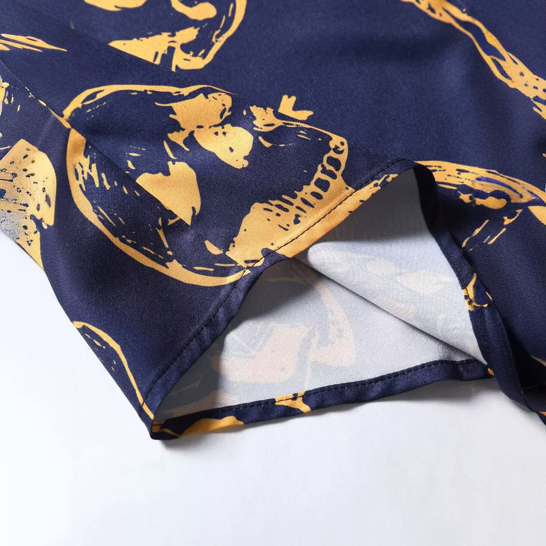 Camisa de los hombres del estilo punk de los hombres azul marino gran cráneo digital impreso camisa de manga corta 2023 verano nuevo
