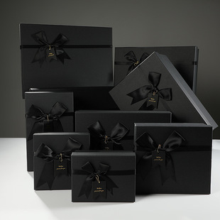 Spot gift box empty box black bow gift box rectangular gift box with hand gift coke box wholesale