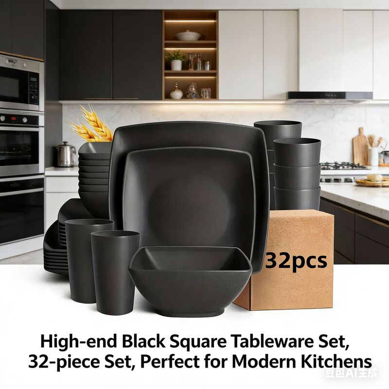 Cross-Border Dropshipping Wheat Straw Dishes, Plates and Cups 16-Piece Outdoor Camping Style Tableware Set Amazon Gifts