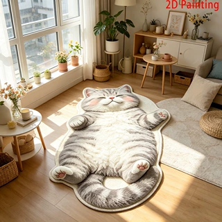 卡通猫咪仿羊绒地毯跨境批发异形床边毯耐脏耐磨脚垫源头工厂地垫