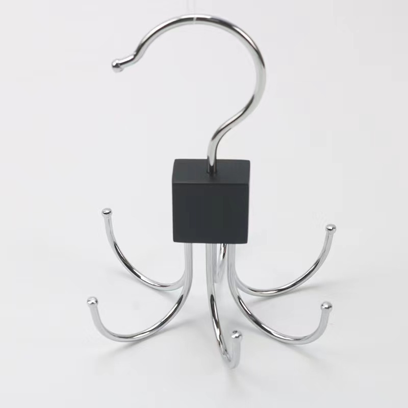 Temu Home Furnishings Multifunctional Rotating Six-Hook Non-Slip Tie and Clothes Rack Belt Bag Storage Hanger Wholesale
