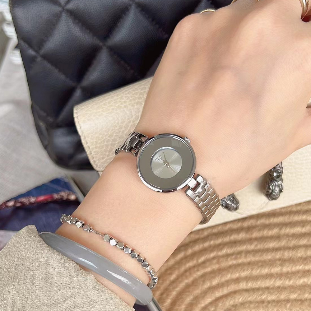 Reloj Tt/Tianta Fashion con correa de acero y cadena para mujer. Sencillo y elegante. Reloj redondo pequeño._voghion.com