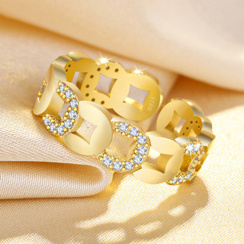 Copper coin ring, fashionable Chinese style micro-embellished hollow ring opening, adjustable opening, 2024 wealth fortune, ancient style ring