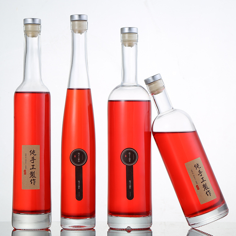 批发果酒瓶透明蒙砂冰酒瓶简约时尚饮料葡萄酒分装空玻璃瓶