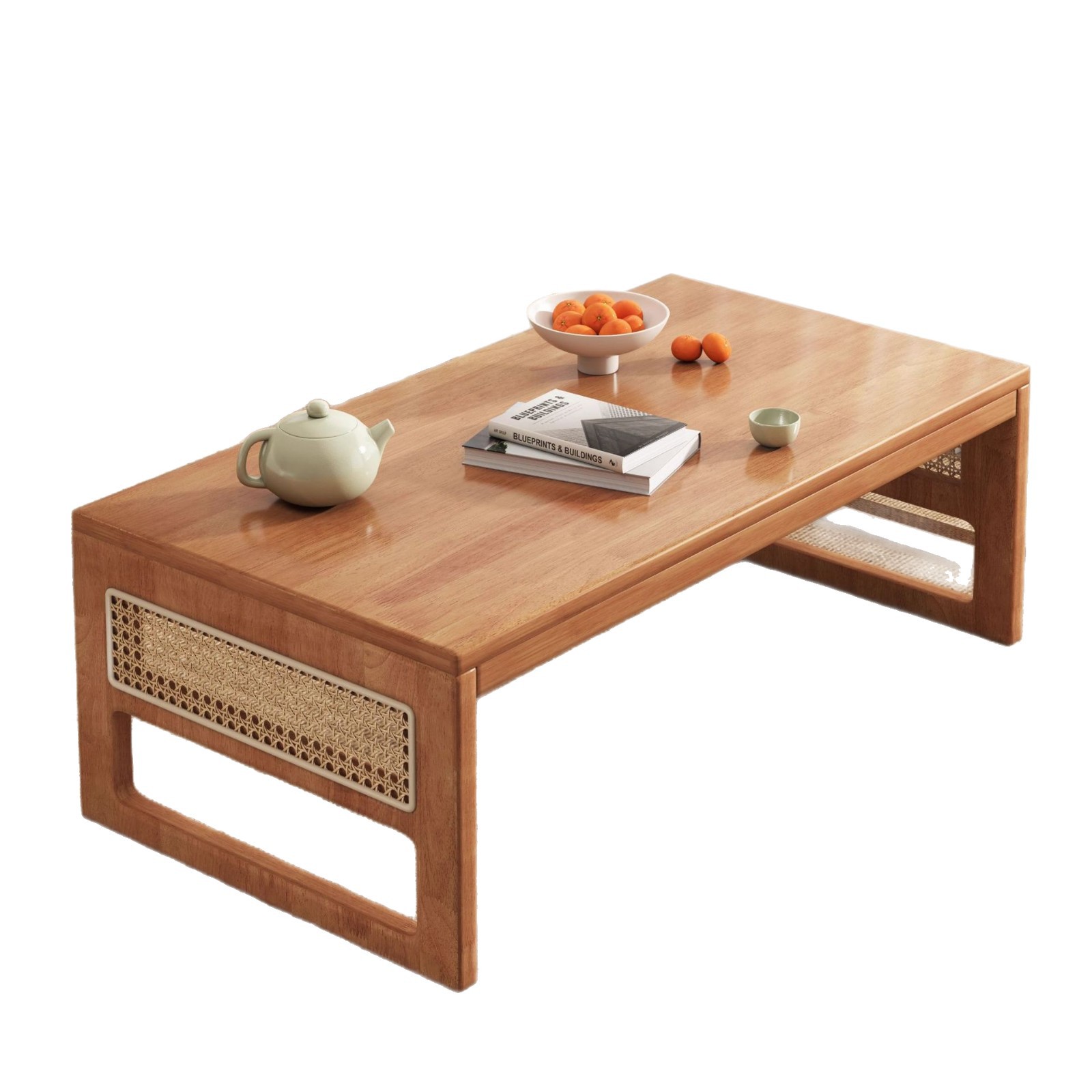 Mesa de cang tejida de caña mesa de tatami mesa de cama de escritorio de computadora mesa de ventana flotante nueva mesa de té china de madera maciza