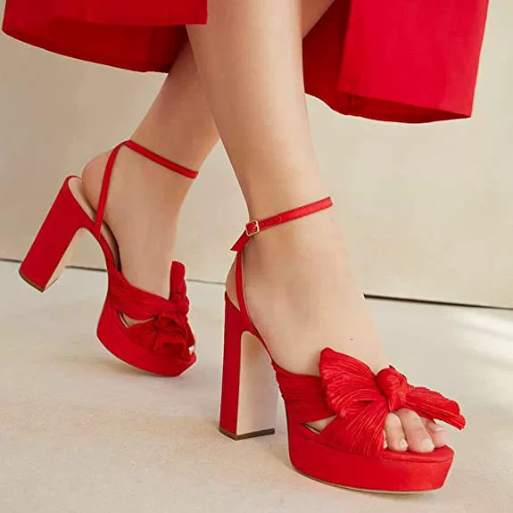 Fashionable shoes with bow, sandals, dress, European style, plus size