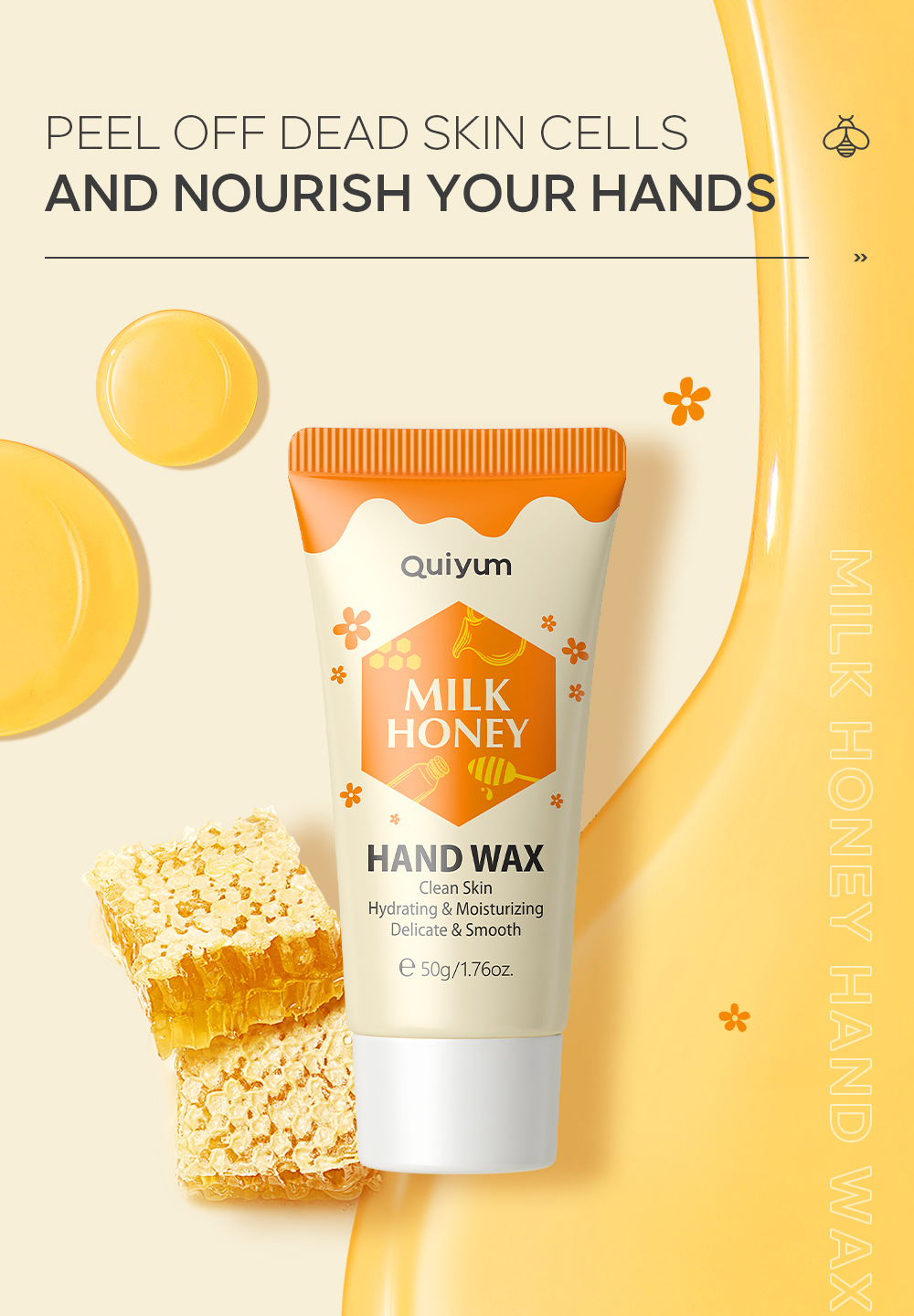 Cross-border QUIYUM milk Honey Hand Wax 50g Moisturizing, hydrating and hydrating hand care skin care products in stock from the manufacturer undefined