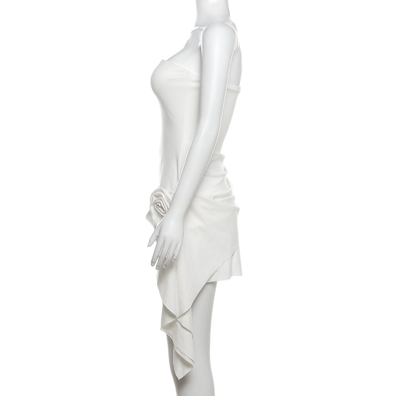 Sexy Style Wholesale Women's Sexy Backless Solid Color Holiday Strapless Sleeveless Sheath Dress