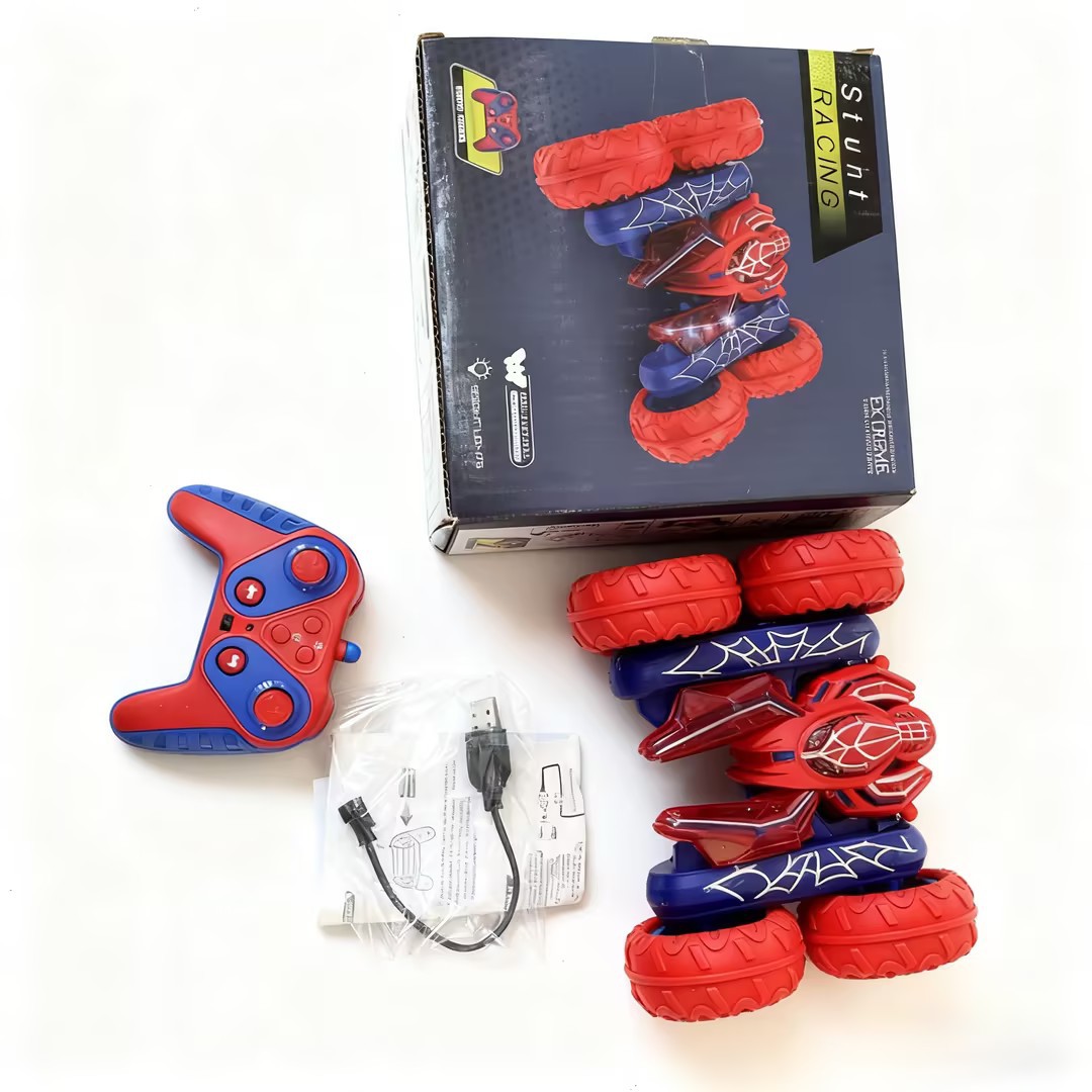 Fábrica al por mayor transfronteriza acrobacias para niños coche de control remoto Amazon rojo y azul cuatro ruedas coche de juguetes eléctricos para niños