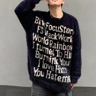 Letter Print Couple Sweater Autumn Winter American Style Trendy Loose Hooded Knit Top Casual Style Cardigan Male