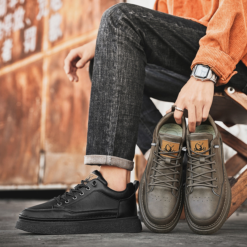 2025男鞋春季新款透气防水防滑厨师鞋子男百搭黑色皮鞋运动休闲鞋