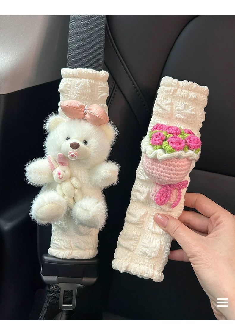 Car Seat Belt Shoulder Protector Anti-Neck Strangulation Cartoon Cute High-End Car Interior Decoration Car Protective Cover for Women