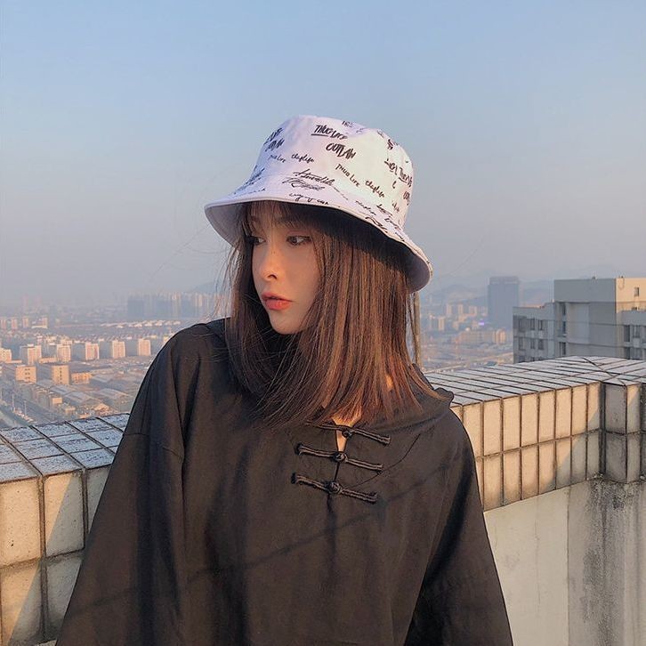 双面戴渔夫帽字母款式夏季防晒遮阳帽情侣帽潮流刺绣休闲百搭盘帽|undefined