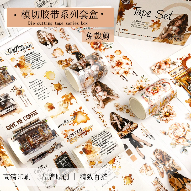 Оптовый набор декоративных стикеров для дневника в корейском стиле, популярные самоклеящиеся ленты из ПЭТ для оформления ежедневников, европейский и американский стиль, в коробке