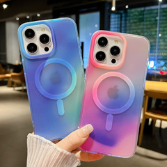 Apple 16Promax 磁気携帯電話ケース iPhone15 インクカメレオングラデーション落下防止保護カバーに適しています。