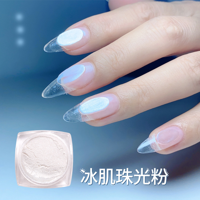 Nuevo hielo transfronterizo manicuría polvo de perla polvo de hielo, polvo de polvo de polvo de alta brillo, tienda de manicuras especializada al por mayor