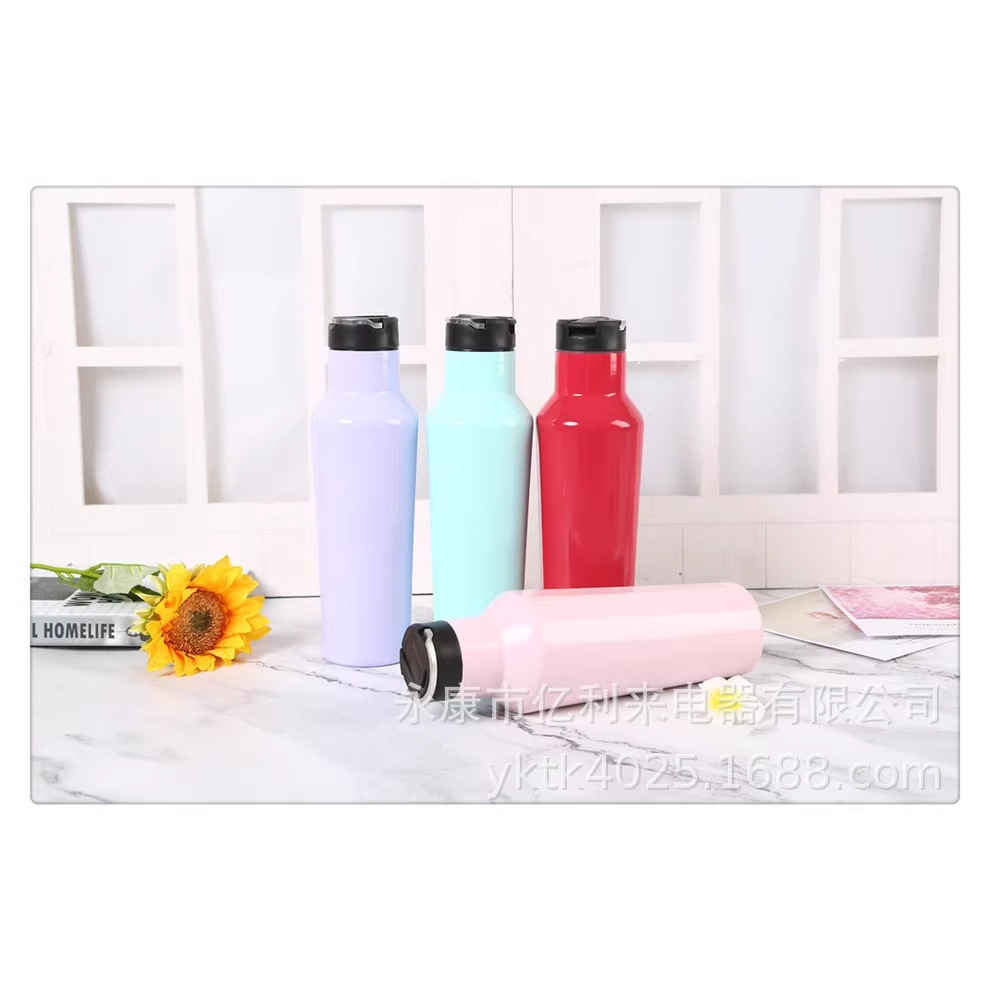 跨境304双层不锈钢保温杯美式小口瓶红酒杯大容量便携运动水杯