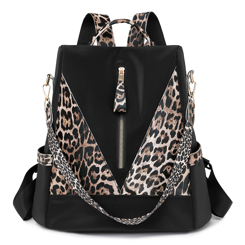 Spot wholesale 2025 nueva mochila antirrobo para mujer moda color de contraste mochila de nailon de viaje ligero bolso de doble uso