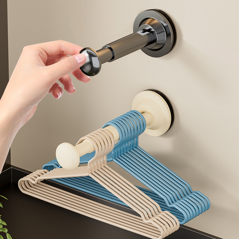 Suction Cup Hanger Storage Rack Artifact Punch-Free Retractable Wall-Mounted Balcony Finishing Household Drying Rack