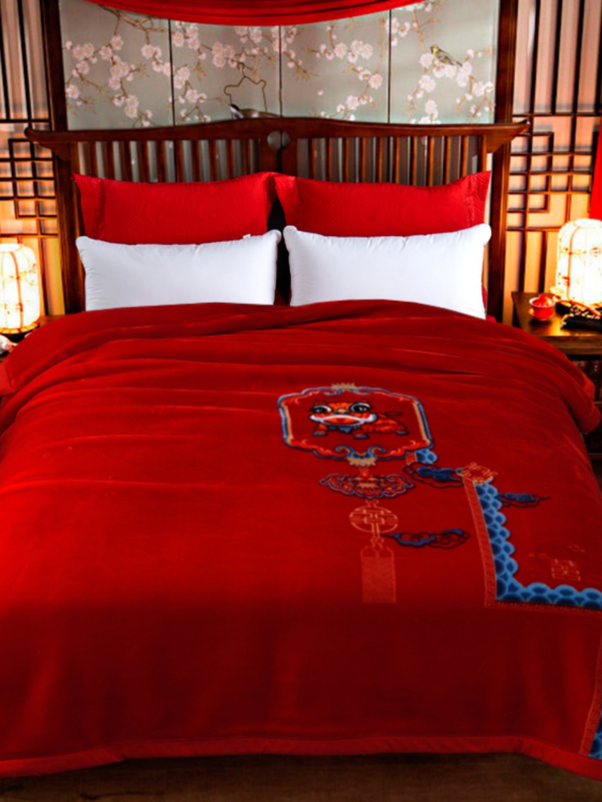 웨딩 빅 레드 담요 웨딩 담요 레드 퀼트 웨딩 더블 두꺼운 클라우드 담요 러닝을위한 담요