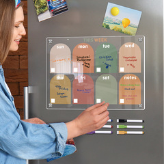 TYU394-604跨境亞克力磁性透明周計劃留言板記事板磁吸計劃板冰箱