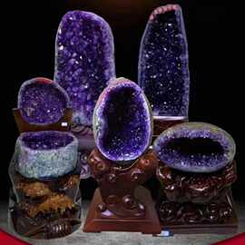 天然水晶洞紫晶洞乌拉圭原石紫水晶恐龙蛋摆件开业送礼品办公家居