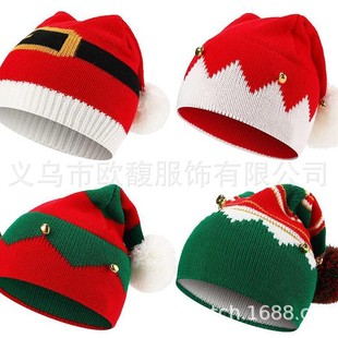 Amazon's Popular Foreign Trade Cross-Border Autumn and Winter European and American Christmas Hats for the Elderly Knitted Woolen Hats Halloween Creative Gifts