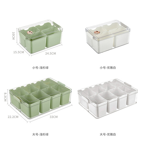 Carefully selected onion, ginger and garlic ingredients eight-compartment crisper box kitchen refrigerator special storage box food grade transparent storage box