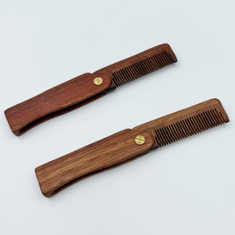 Estilo explosivo transfronterizo al por mayor peine de peluquería peine de barba de hombre portátil peine de sándalo antiestático peine plegable