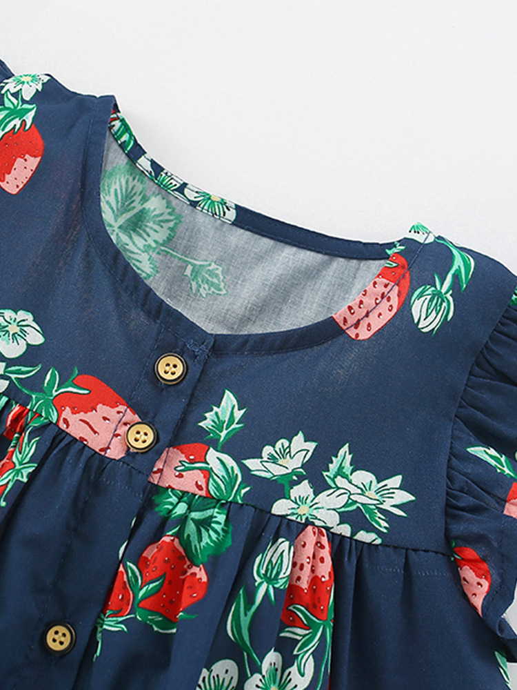 Transfronterizo malwee vestido infantil verano nuevo estilo europeo y americano niño de cuello redondo vestido de princesa de niña