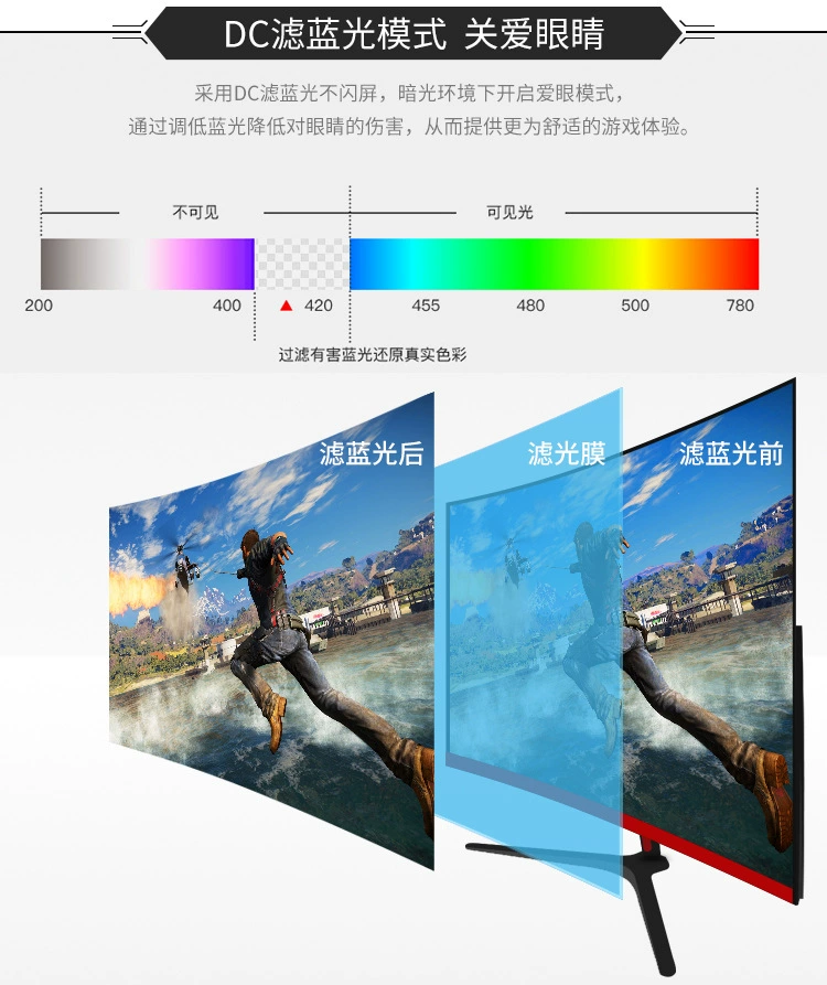 Компьютерный монитор настольный 24 дюйма 2K144Hz изогнутый 27 HD мониторинг 1K офисный экран 1080P игра без рамок