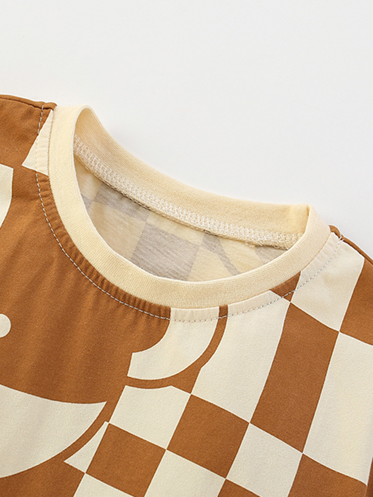 Traje de niño malwee transfronterizo verano nueva camiseta de cuello redondo traje de dos piezas casual guapo para niños europeos y americanos