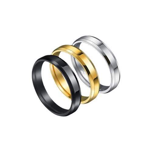 European and American best-selling classic 4mm bevel edge glossy ring for women Amazon titanium steel ring direct sale