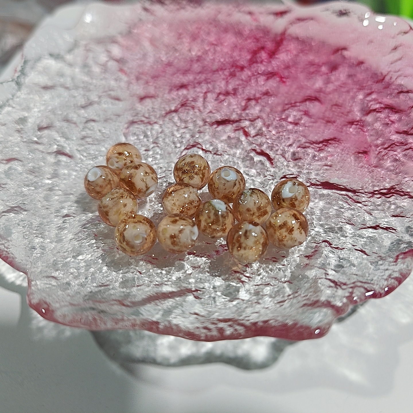 Cuentas de vidrio de arena de oro luminoso perlas sueltas cuentas redondas de cristal accesorios de la joyería de bricolaje pulsera material pulsera de cuentas