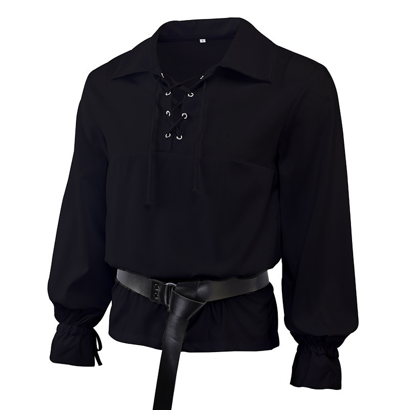 文艺复古话剧演出平民扮演男士服装中世纪蒸汽朋克衬衫演出服上衣