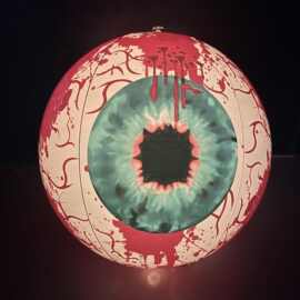 充气万圣节充气幽灵眼球带遥控器RGB 变色LED灯球户外庭院发光球