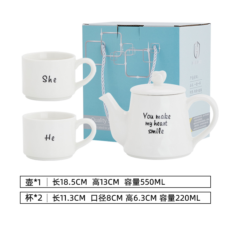 Creativo pareja olla taza de té de regalo del día de San Valentín cerámica tetera juego de té de la tarde traje de regalo